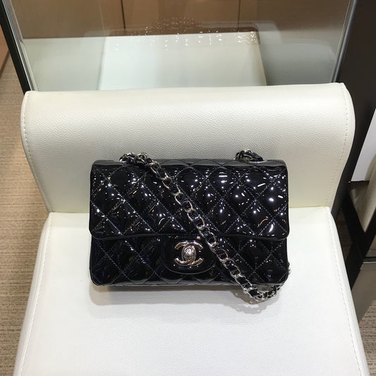 小香家-CF包 漆皮 銀鍊 25cm