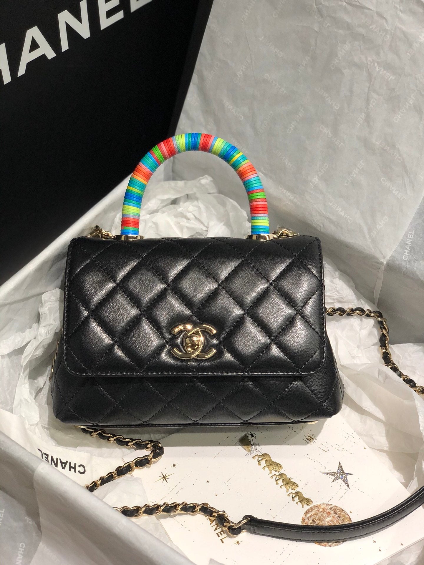 Chanel mini coco handle彩虹包-黑色