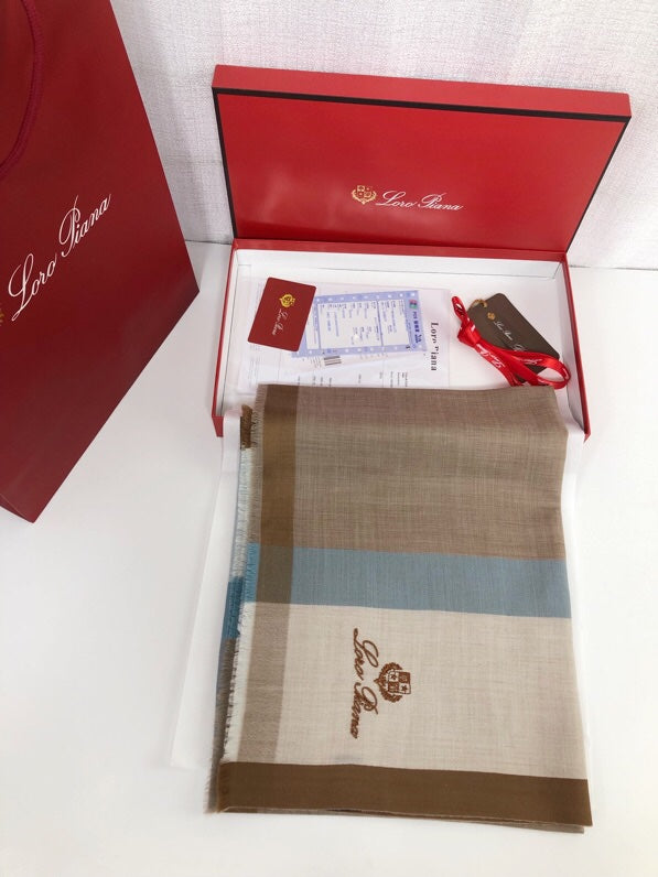 L-Piana-拼接氣質圍巾 110*110cm 100%羊毛 灰色