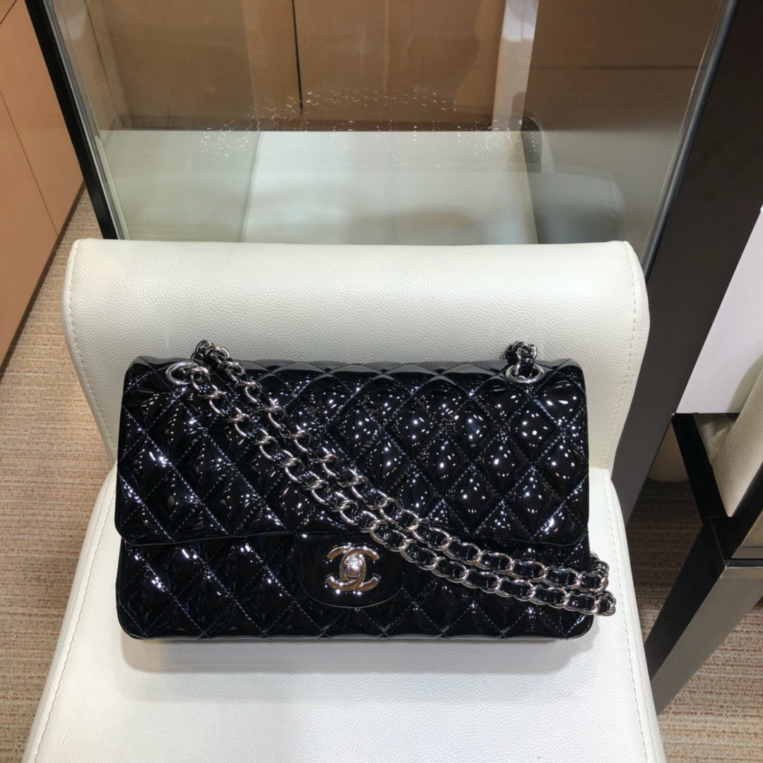 小香家-CF包 漆皮 銀鍊 25cm