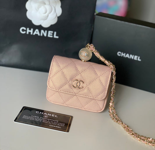 CHANEL 珍珠鏈條零錢包!