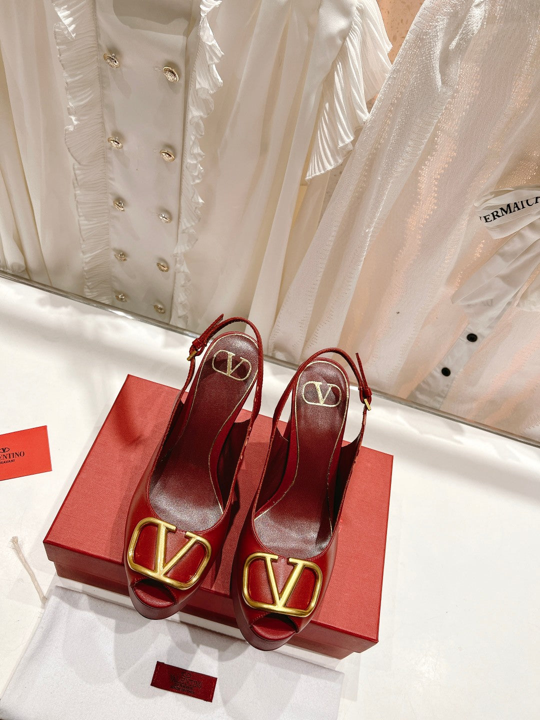 范倫V-2023夏季新款 厚底跟涼鞋 橘紅色