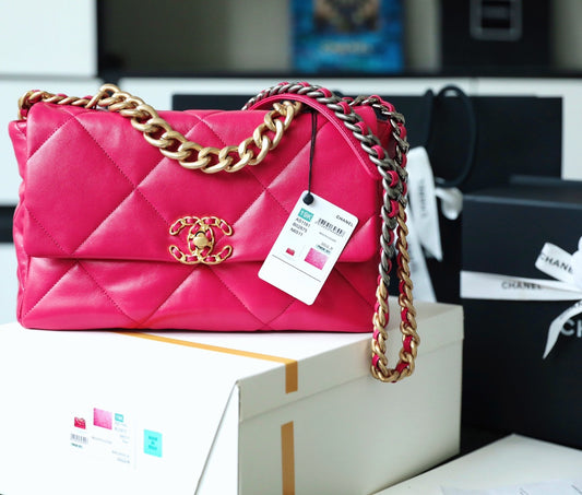 Chanel 19Bag-中號桃紅色