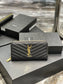 YSL 拉鍊長夾 黑色金扣