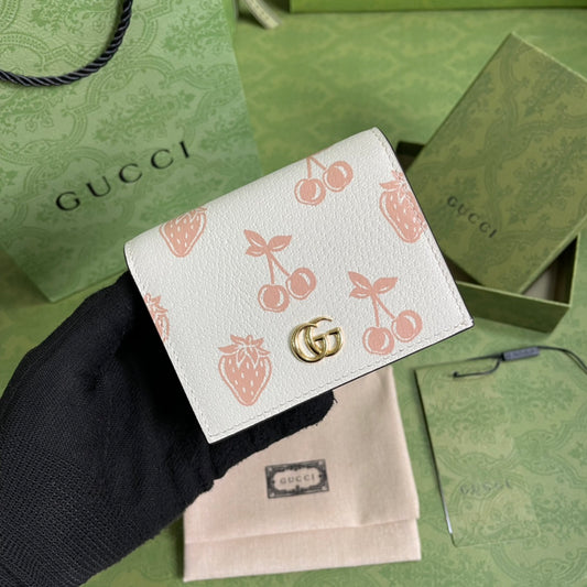 Gucci 白色水果圖案短夾