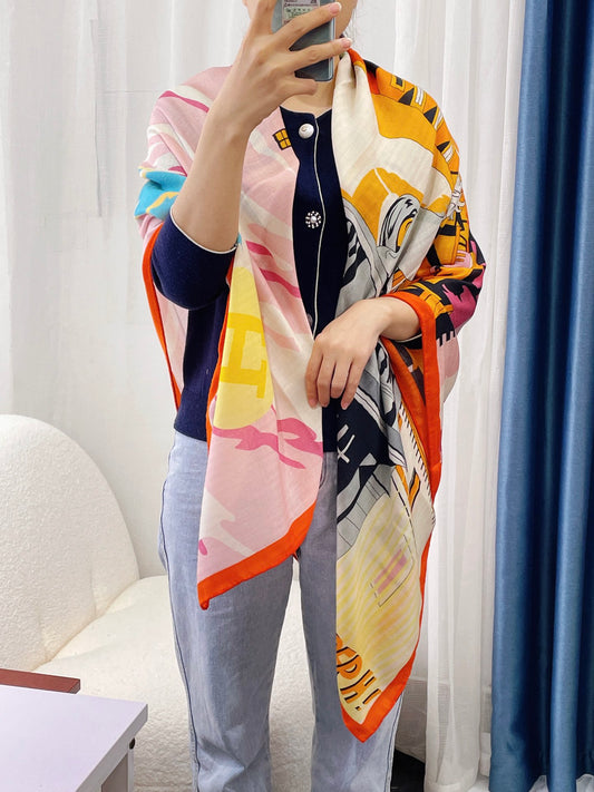 小愛款- 午夜福寶大道方形圍巾 140*140cm 70%羊絨+30%真絲