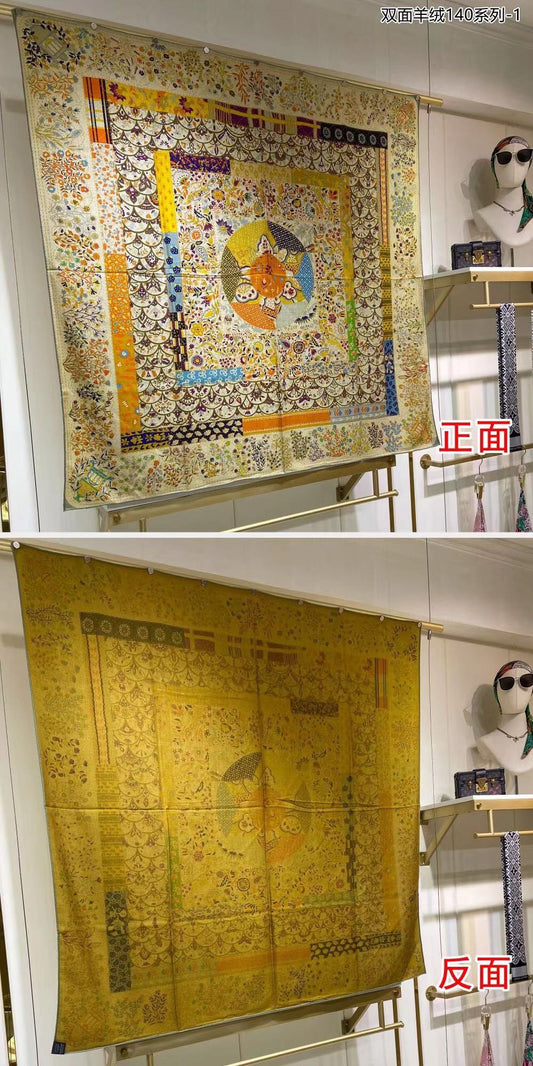 小愛款-雙面大絲巾 140cm-30%真絲70%羊毛