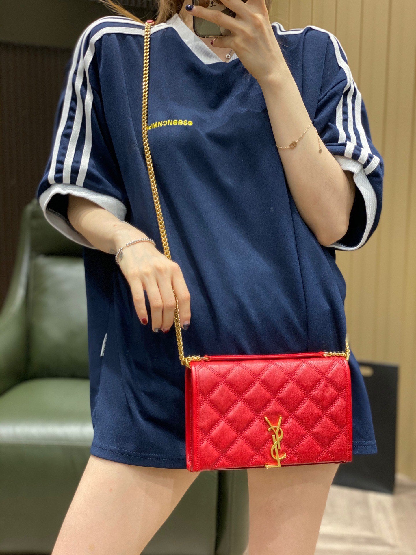 聖Y羅-Becky菱形絎縫小羊皮鏈條包