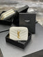 YSL 拉鍊短夾 白色金扣