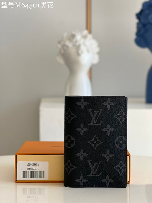LV M64501 黑花短夾卡包