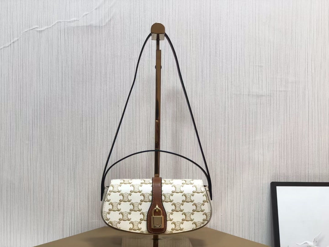 賽C家-Mini Tabou Clutch 鎖頭飾腋下包 老花白棕