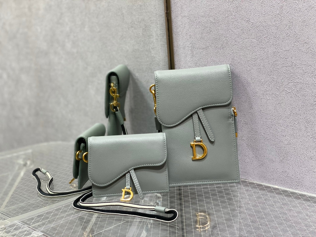 Dior-馬鞍 手機包 零錢包 岩石灰