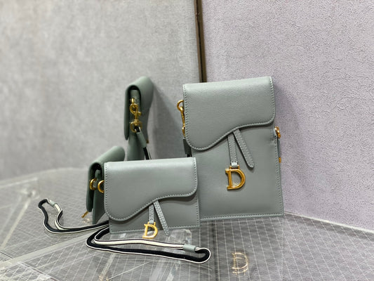 Dior-馬鞍 手機包 零錢包 岩石灰
