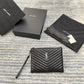 YSL經典MONOGRAM小號絎縫皮革手拿包-黑色牛皮銀扣