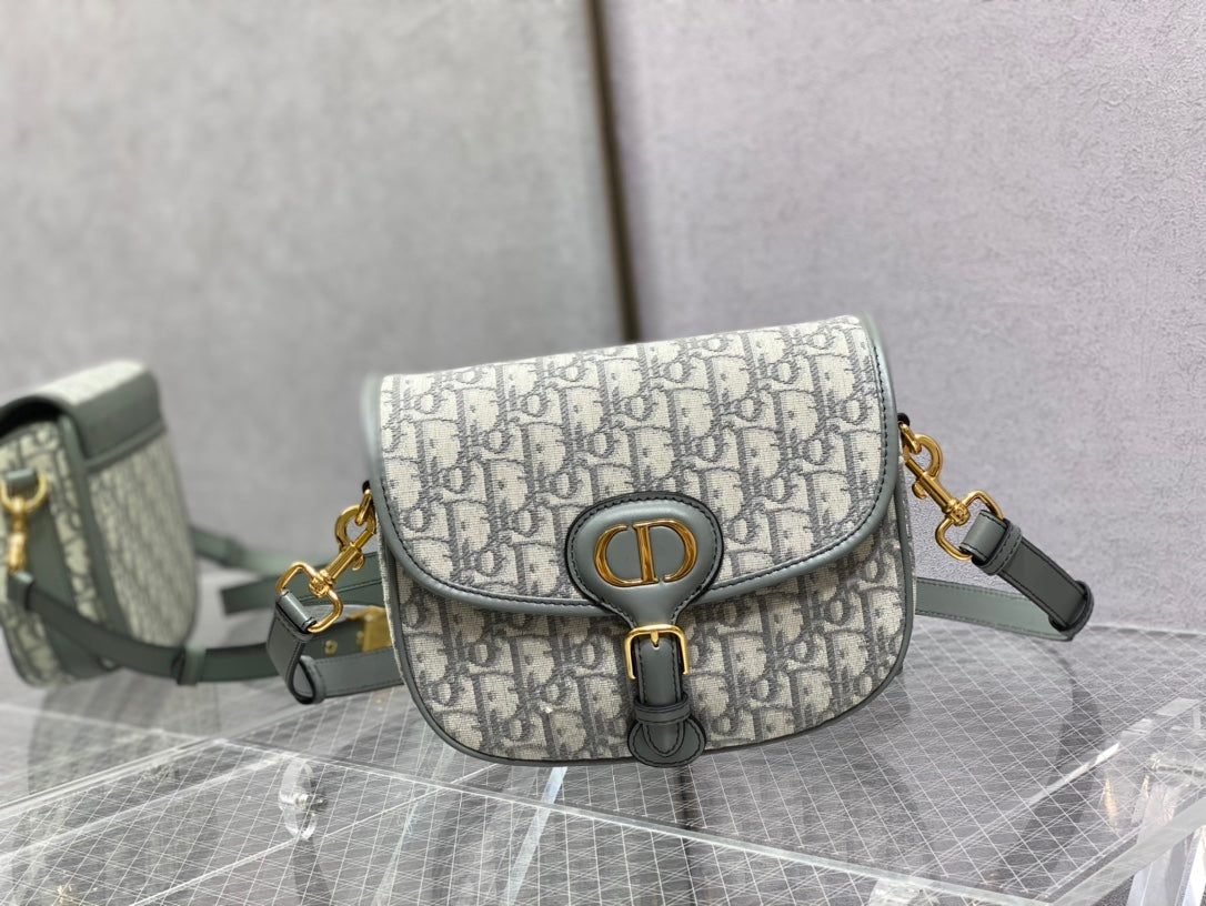 Dior Bobby-中號22cm-灰色老花