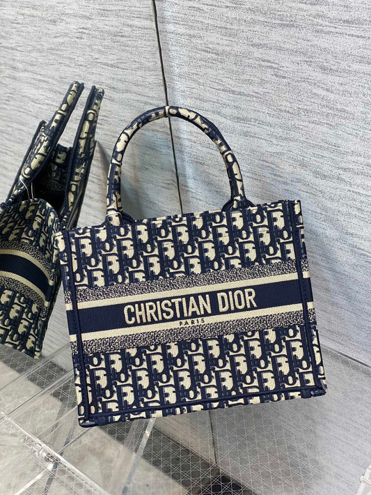 Dior Book Tote-新款小號 26.5 x 21 x 14 cm-深藍老花