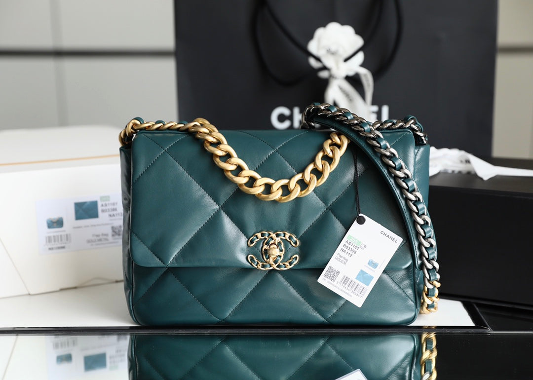Chanel 19Bag-中號墨綠色