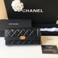 Chanel Leboy 翻蓋長夾-黑色羊皮金扣