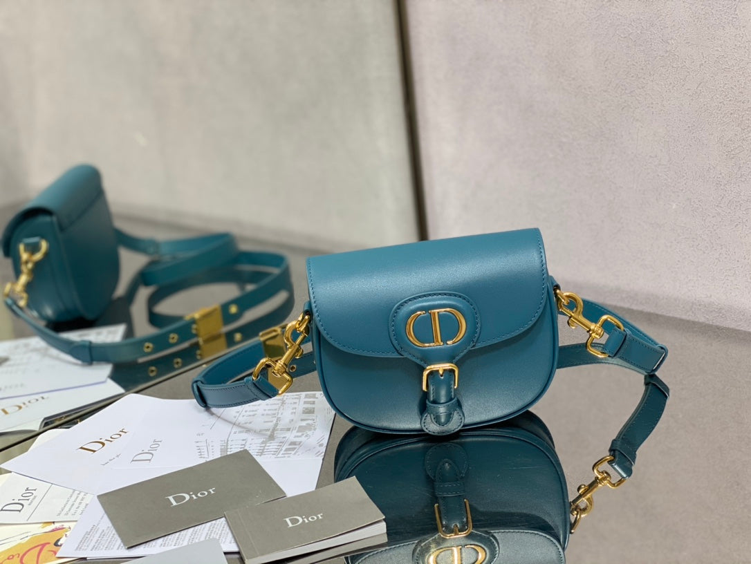 Dior Bobby-小號18cm-深海藍牛皮