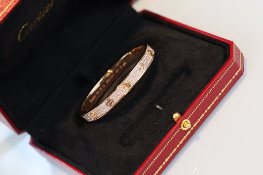 Cartier Love寬版滿天星手鐲