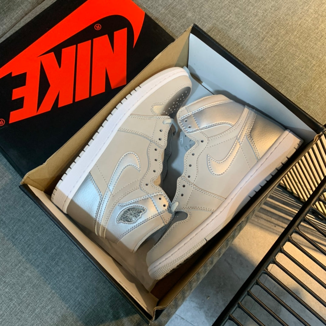 N1K-Air Jordan AJ1 高筒板鞋 休閒鞋 銀色
