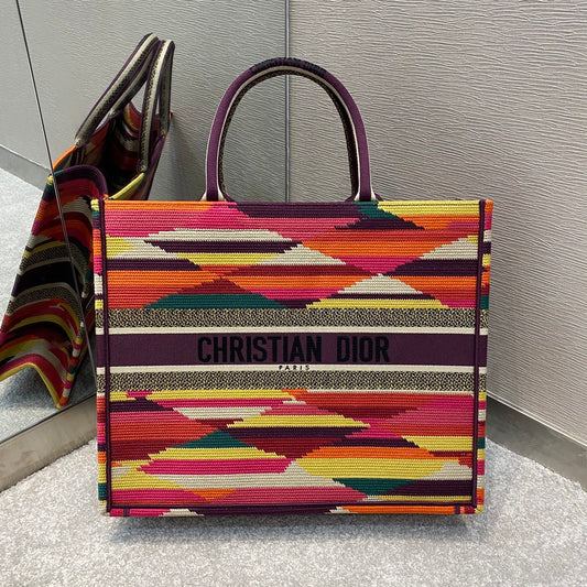 Dior Book Tote-大號41.5cm-彩色條紋