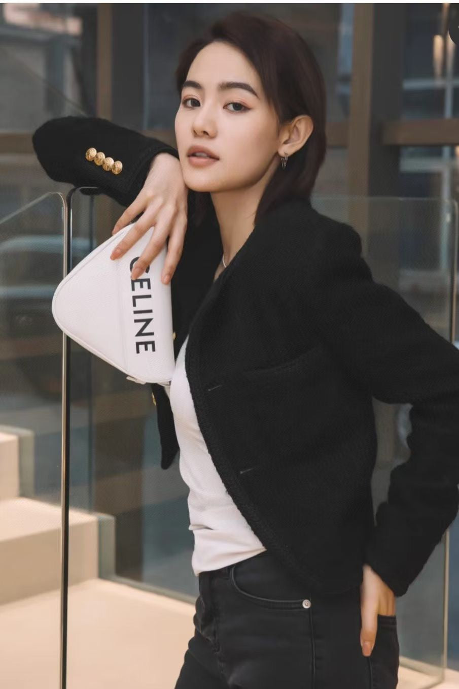 Celine 全皮三角包-大字母logo