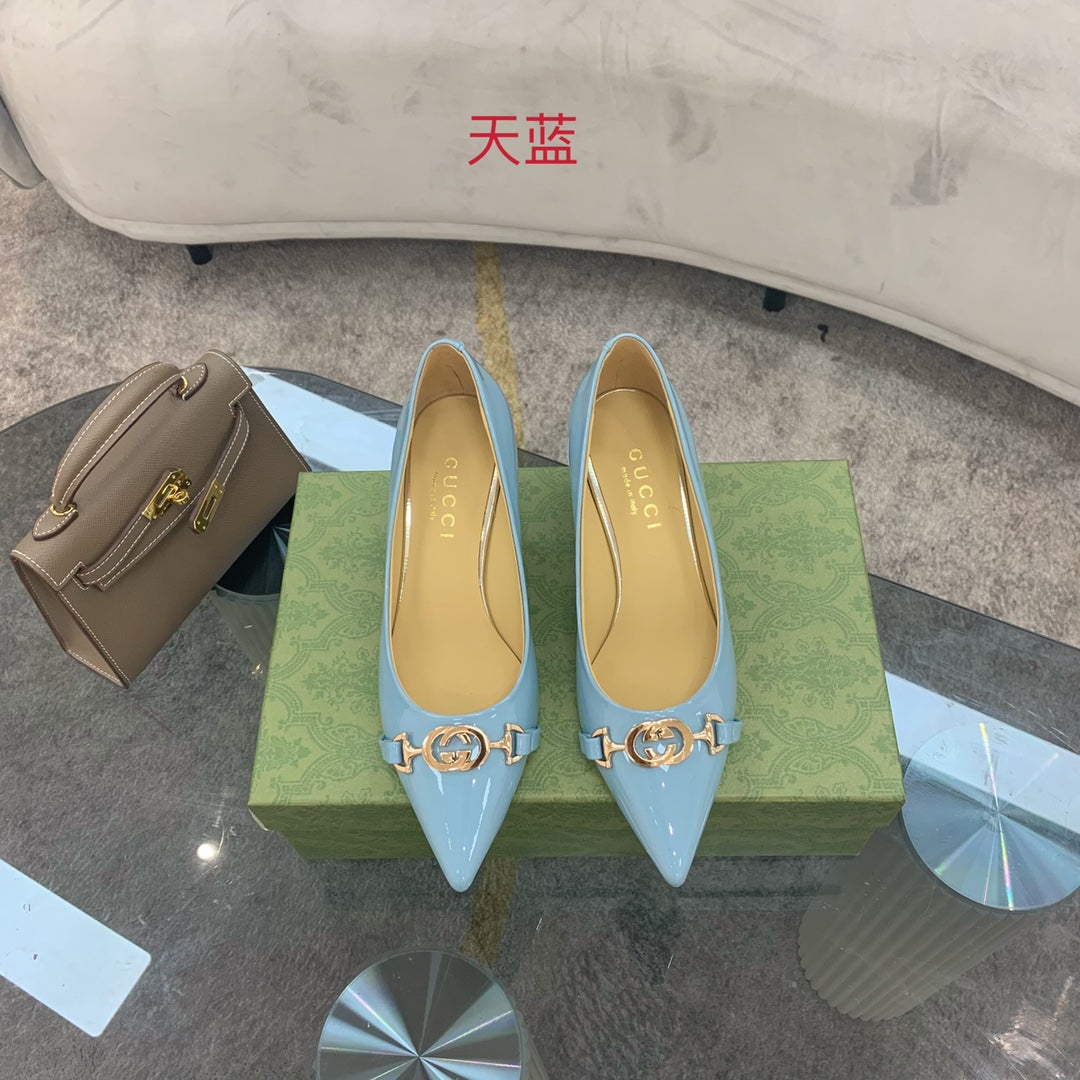 古G家-尖頭高跟鞋 藍色