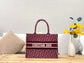 Dior Book Tote-小號36.5cm-紅色老花+天鵝絨