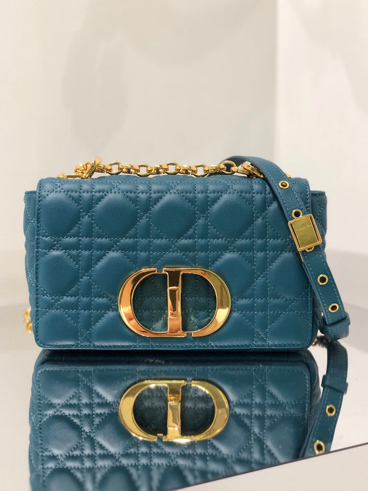 Dior Caro 小號20cm-深海藍小牛皮