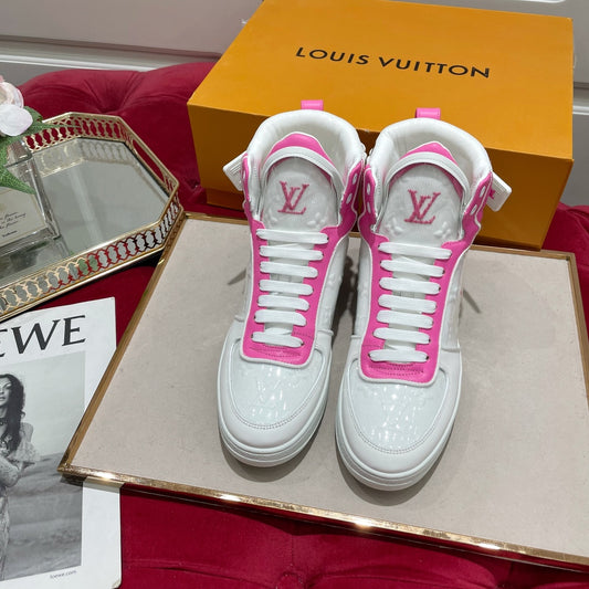 LV鞋-LV TRAINER 高筒 休閒鞋(粉)