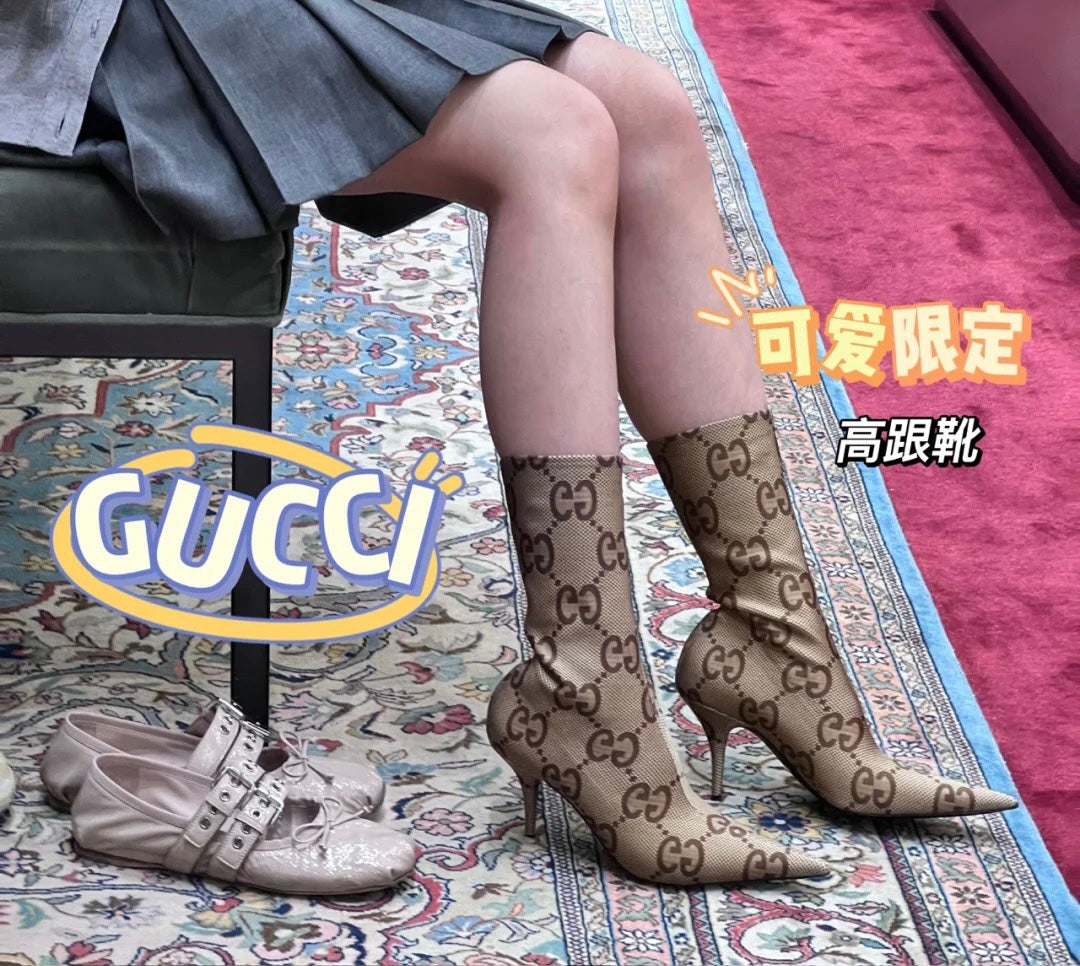 古G家-22ss秋冬 尖頭細跟襪靴 上身圖