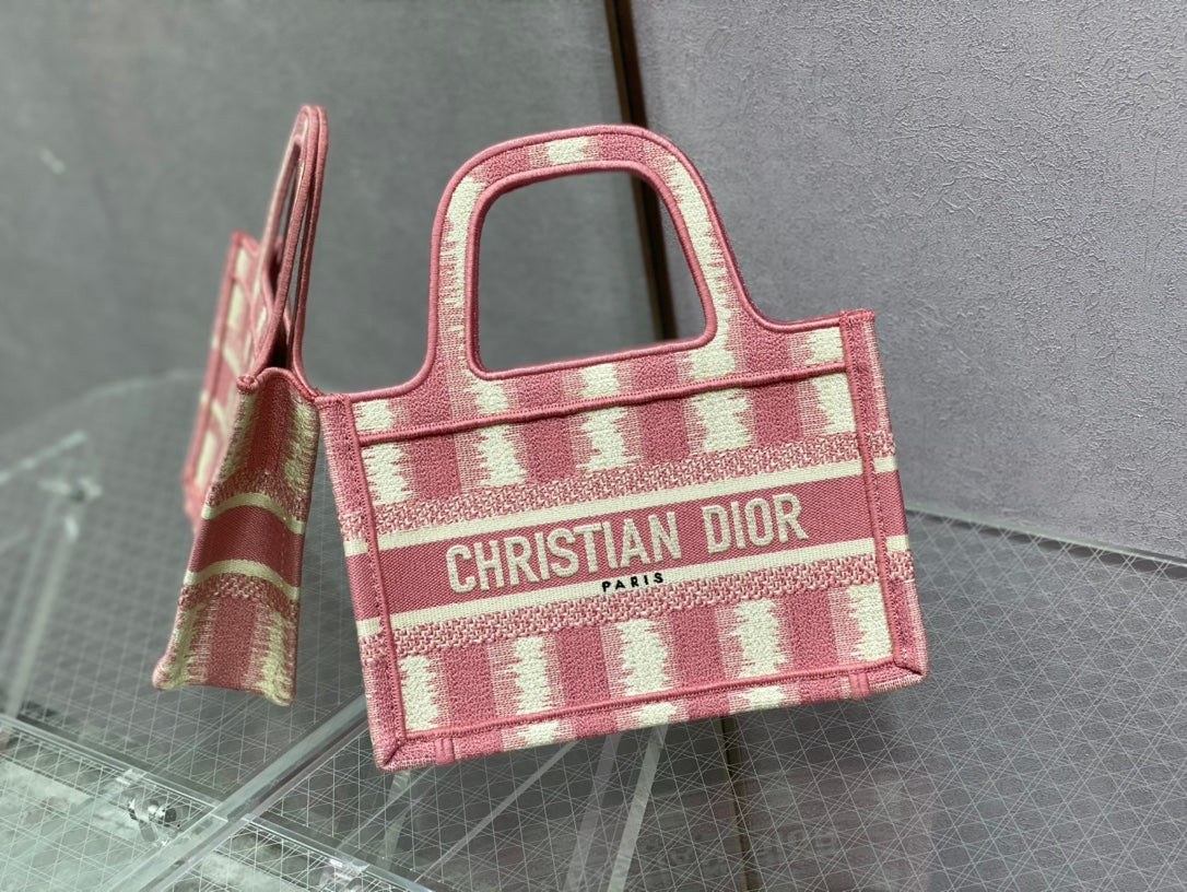 Dior Book Tote-Mini 23cm-粉色條紋
