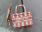 Dior Book Tote-Mini 23cm-粉色條紋