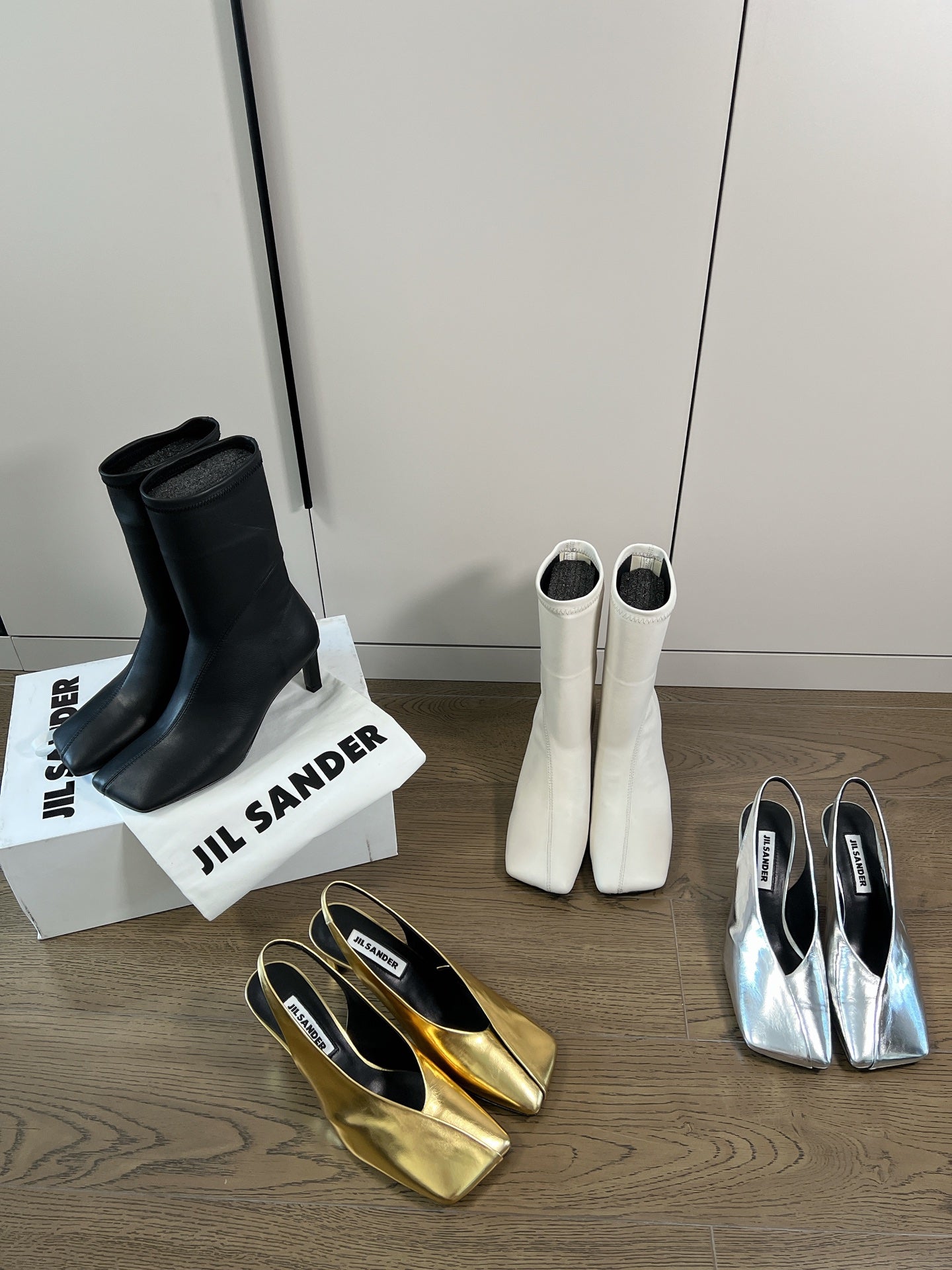 Jil sander-方頭高跟涼鞋 銀色