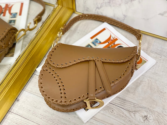 Dior Saddle 馬鞍包-編織-大號焦糖色-25.5cm