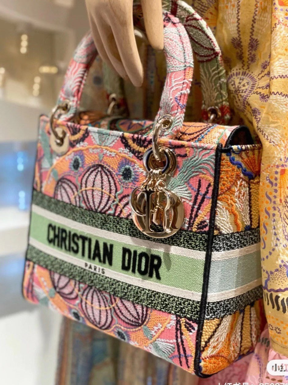 Dior Lady D-Lite手袋-24cm-多色花朵