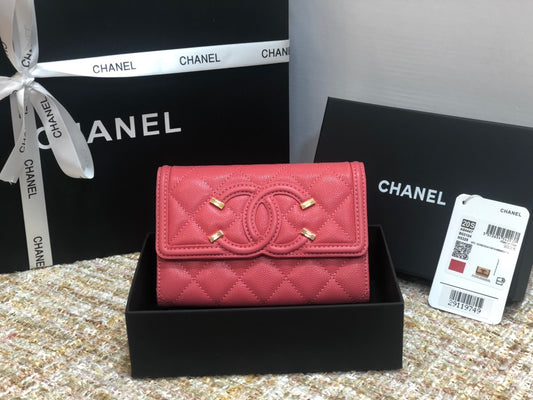 Chanel 復古CC荔枝牛皮-翻蓋中夾-復古五金