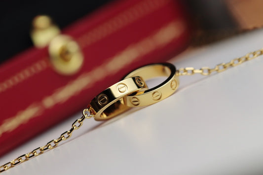 Cartier Love雙環項鍊-黃金-無鑽
