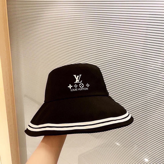 路L家-拼色邊大簷漁夫帽 黑色