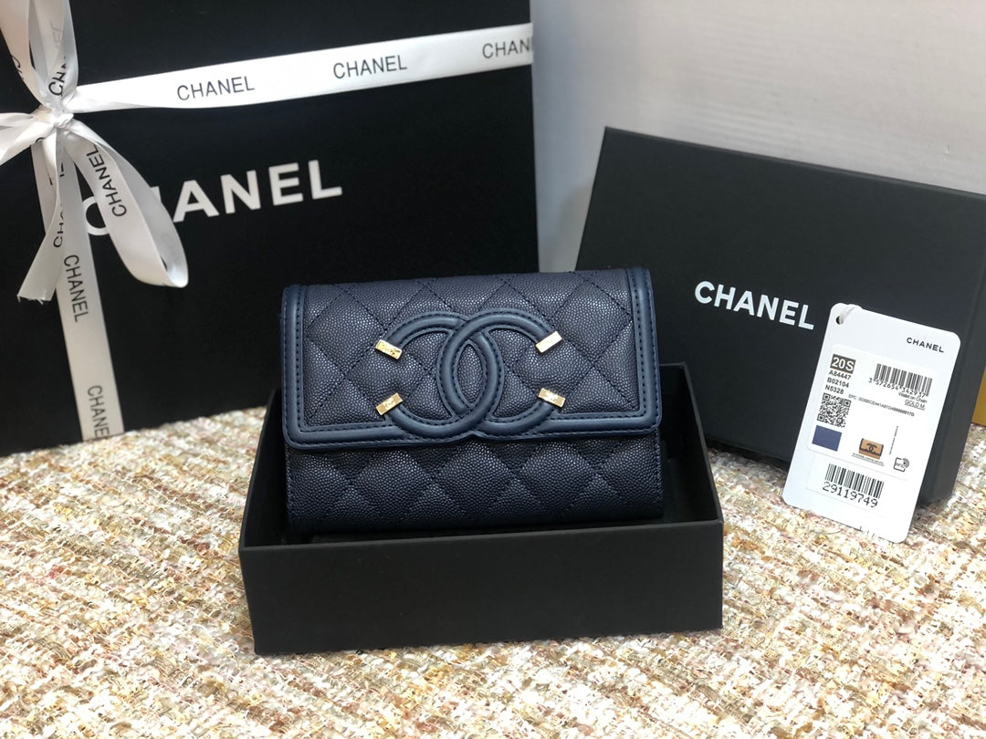 Chanel 復古CC荔枝牛皮-翻蓋中夾-復古五金