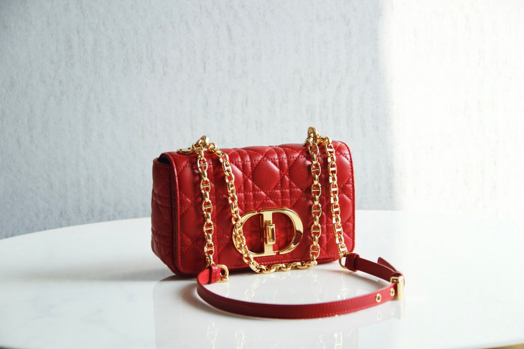 Dior Caro 小號20cm-紅色小牛皮
