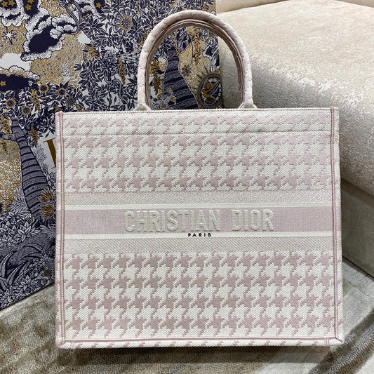 Dior Book Tote-大號41.5cm-粉色千鳥格