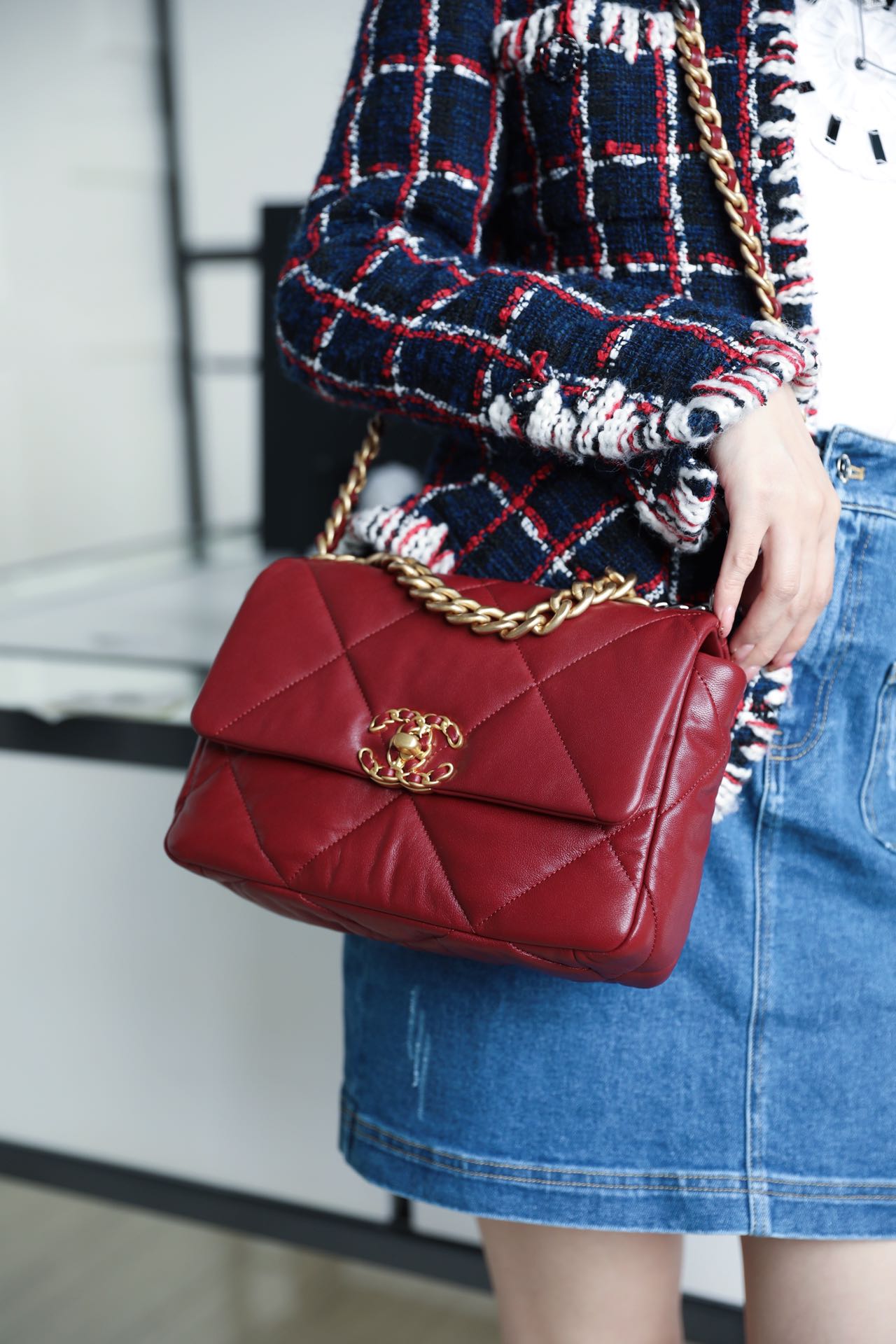Chanel 19Bag-小號棗紅色