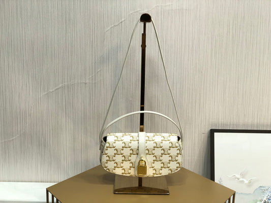 賽C家-Mini Tabou Clutch 鎖頭飾腋下包 老花白色