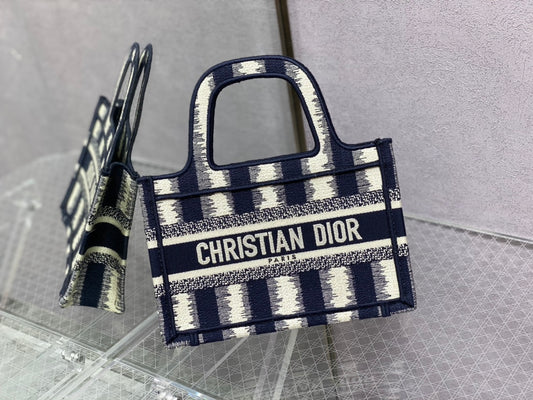 Dior Book Tote-Mini 23cm-深藍色條紋