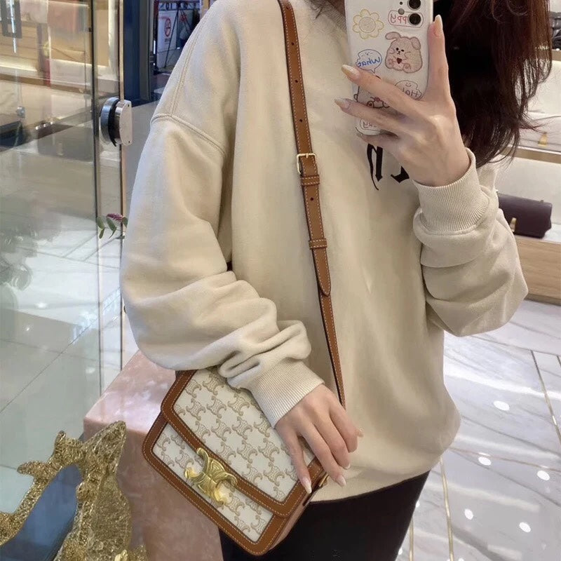 Celine Teen TRIOMPHE 小號小牛皮-白色老花
