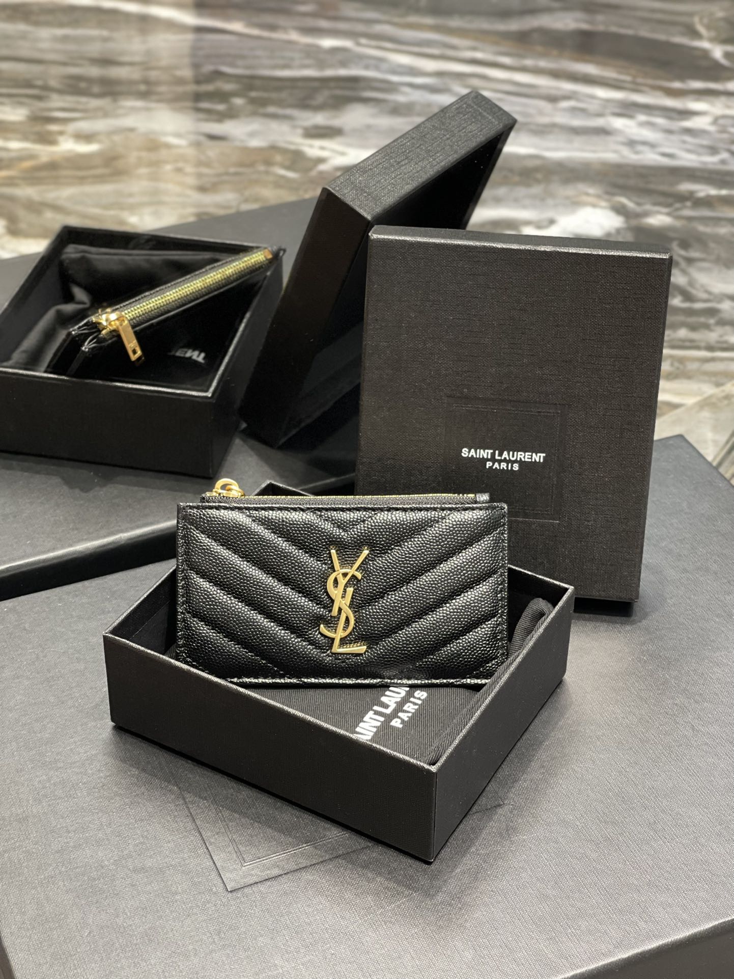 YSL 新品卡包_黑色金扣
