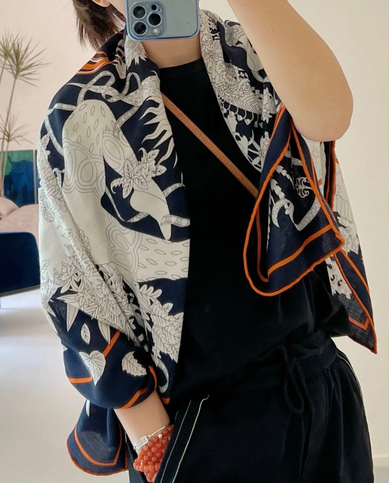 小愛款-頂級雙配色圍巾 140*140cm 真絲羊絨