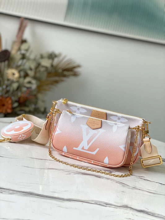 M57634 路L家-Multi Pochette Accessoires 手袋 三合一包 霧靄色